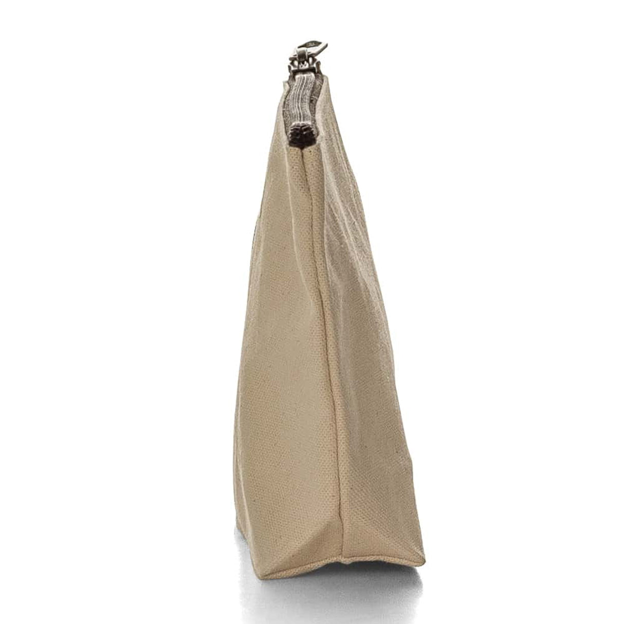 zippered jute cosmetic pouch with gusset