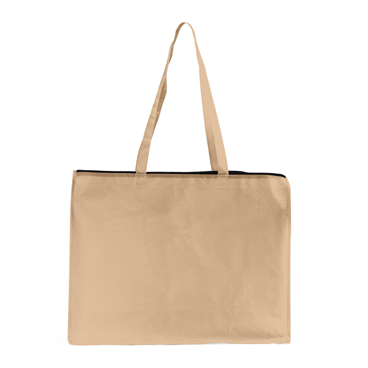 Zippered Khaki Non Woven Tote Bag