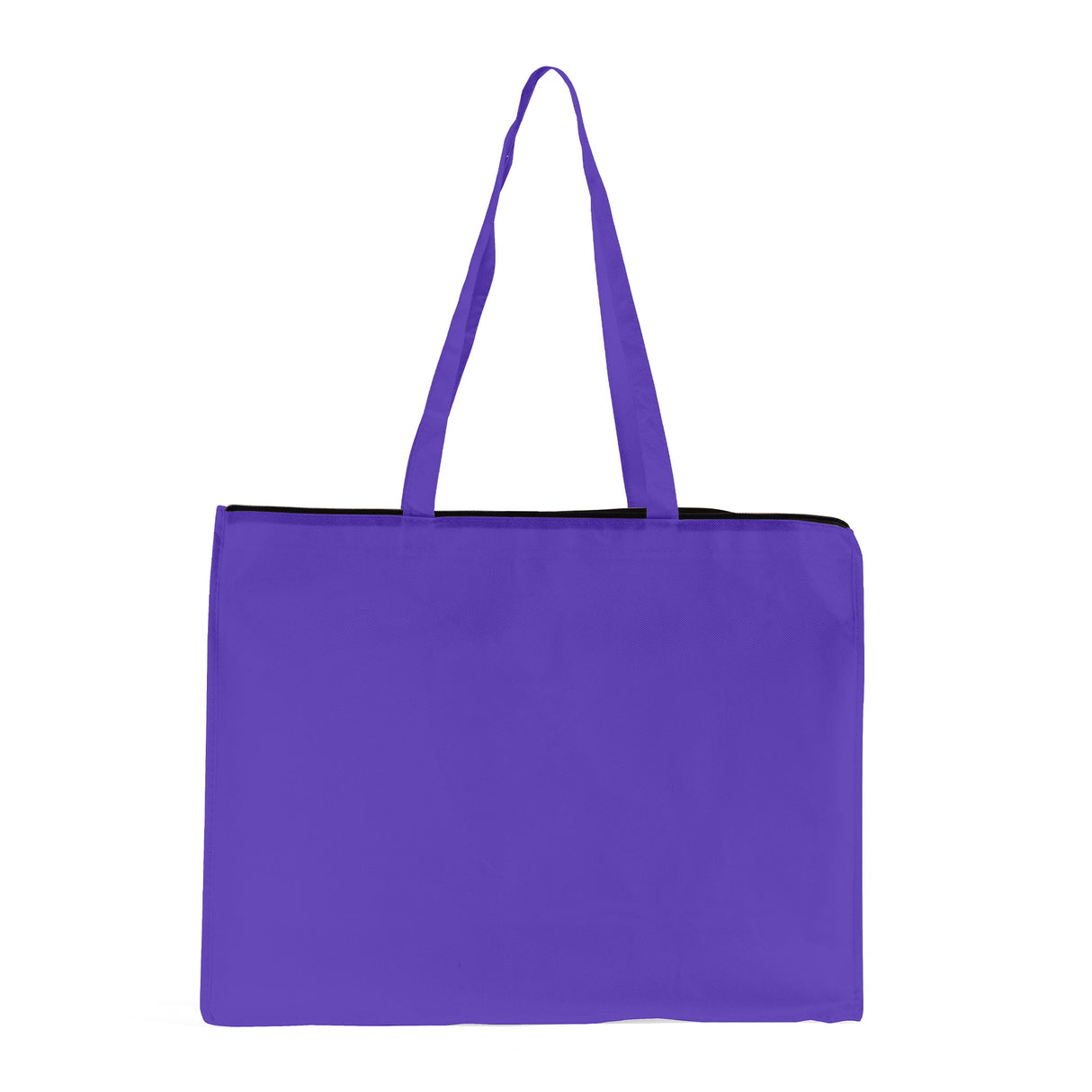 Zippered Purple Non Woven Tote Bag