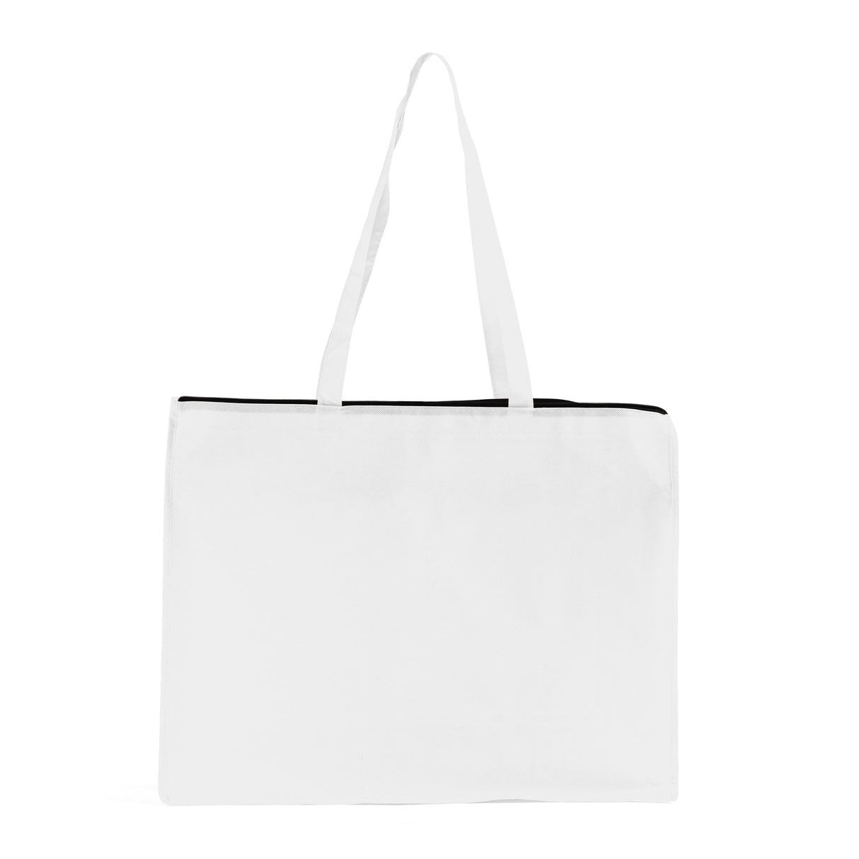 Zippered White Non Woven Tote Bag