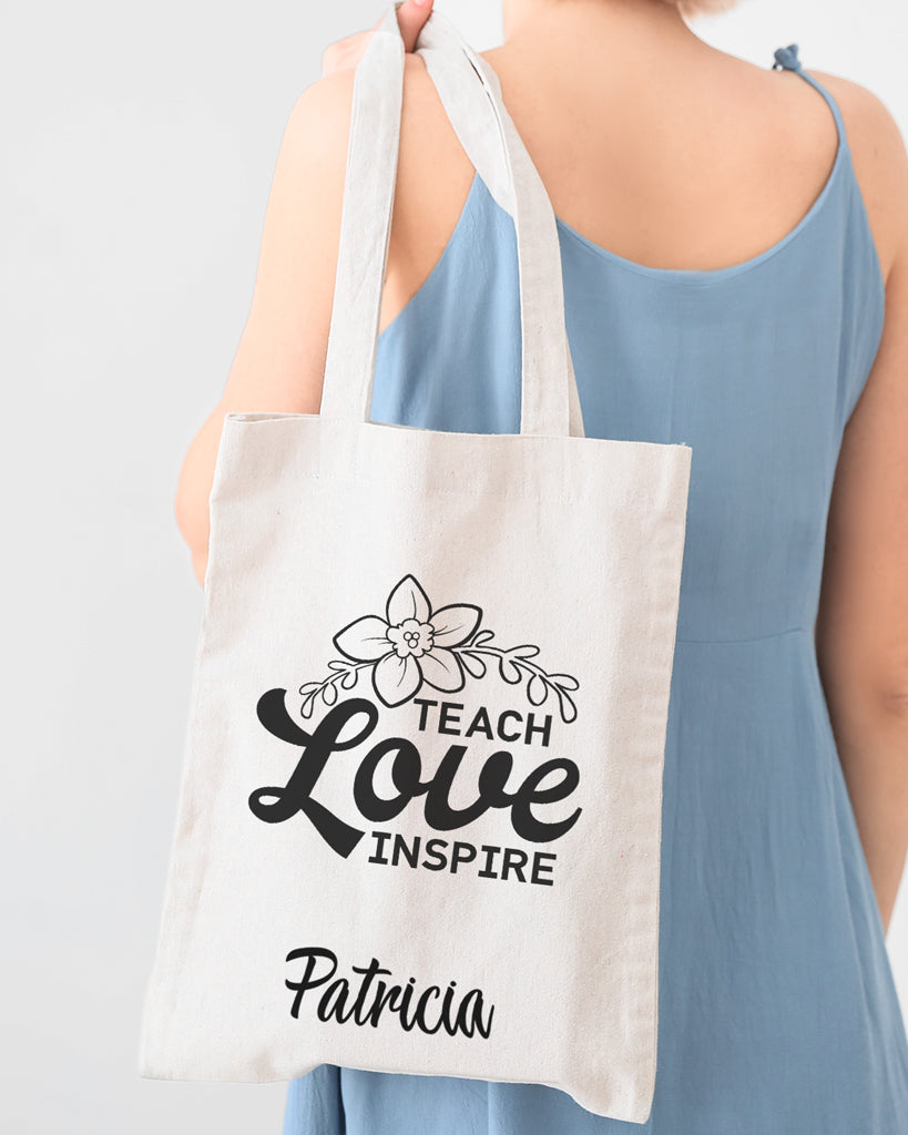 Love Inspire Customizable Tote Bag - Teacher's Tote Bags