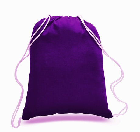 Cheap Purple Drawstring Bags Cotton 