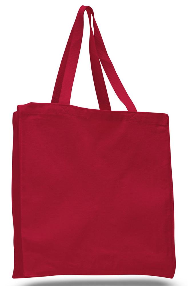 Cheap Red Heavy Canvas Shopping Tote Bags W/Gusset