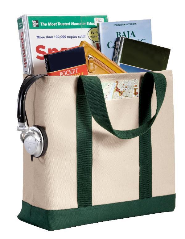 Natural/Spruce Economical Heavy Cotton Two Tone Tote Bag