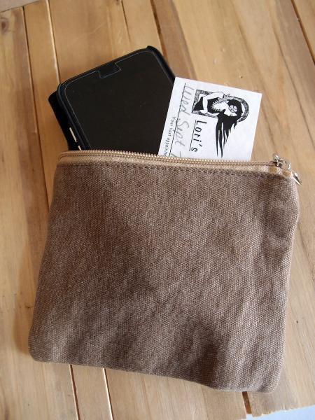 Jute Blend Canvas Pouch with Zipper