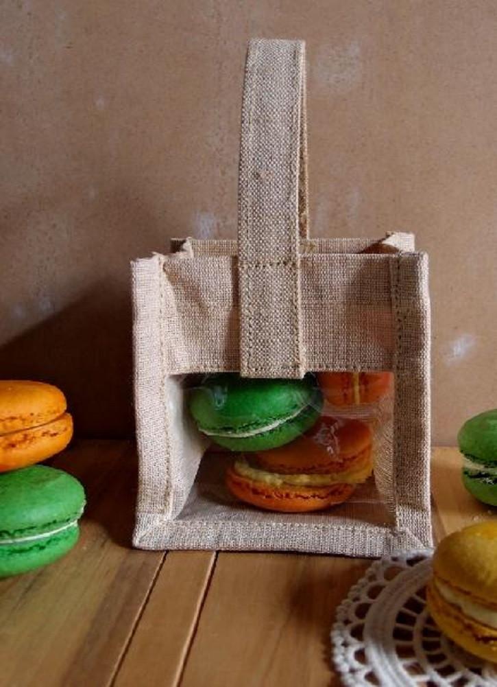 Mini Rustic Wedding Favor Burlap Tote Bag