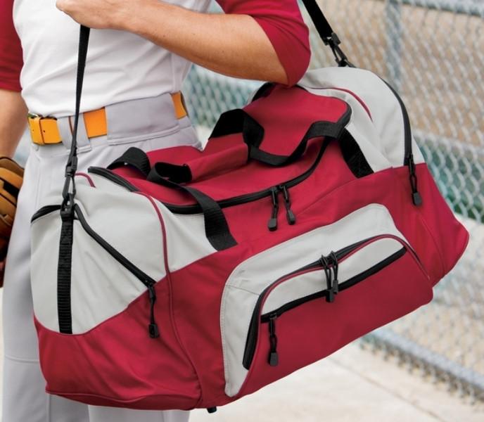 Poly Colorblock Sport Duffel With Two Large Zippered Pockets