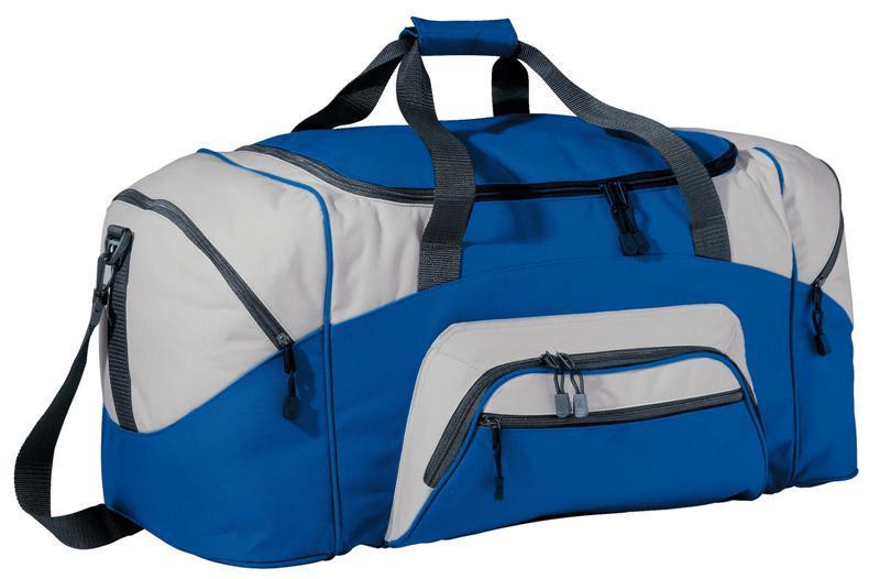 Quality Royal/Grey Polyester Sport Gym Duffel Bags