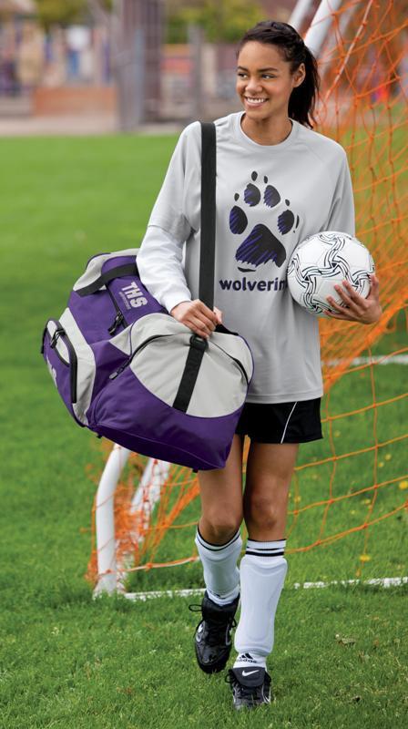 Poly Colorblock Sport Duffel With Two Large Zippered Pockets