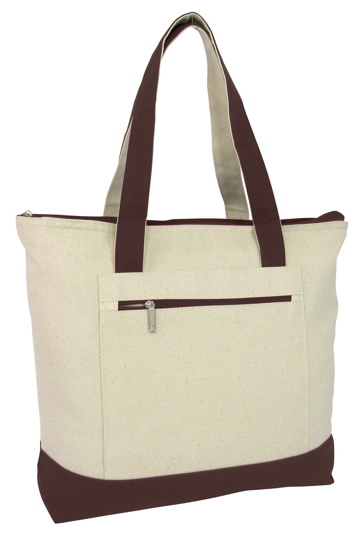12 ct Heavy Canvas Zippered Shopping Tote Bags - By Dozen - Alternative Colors