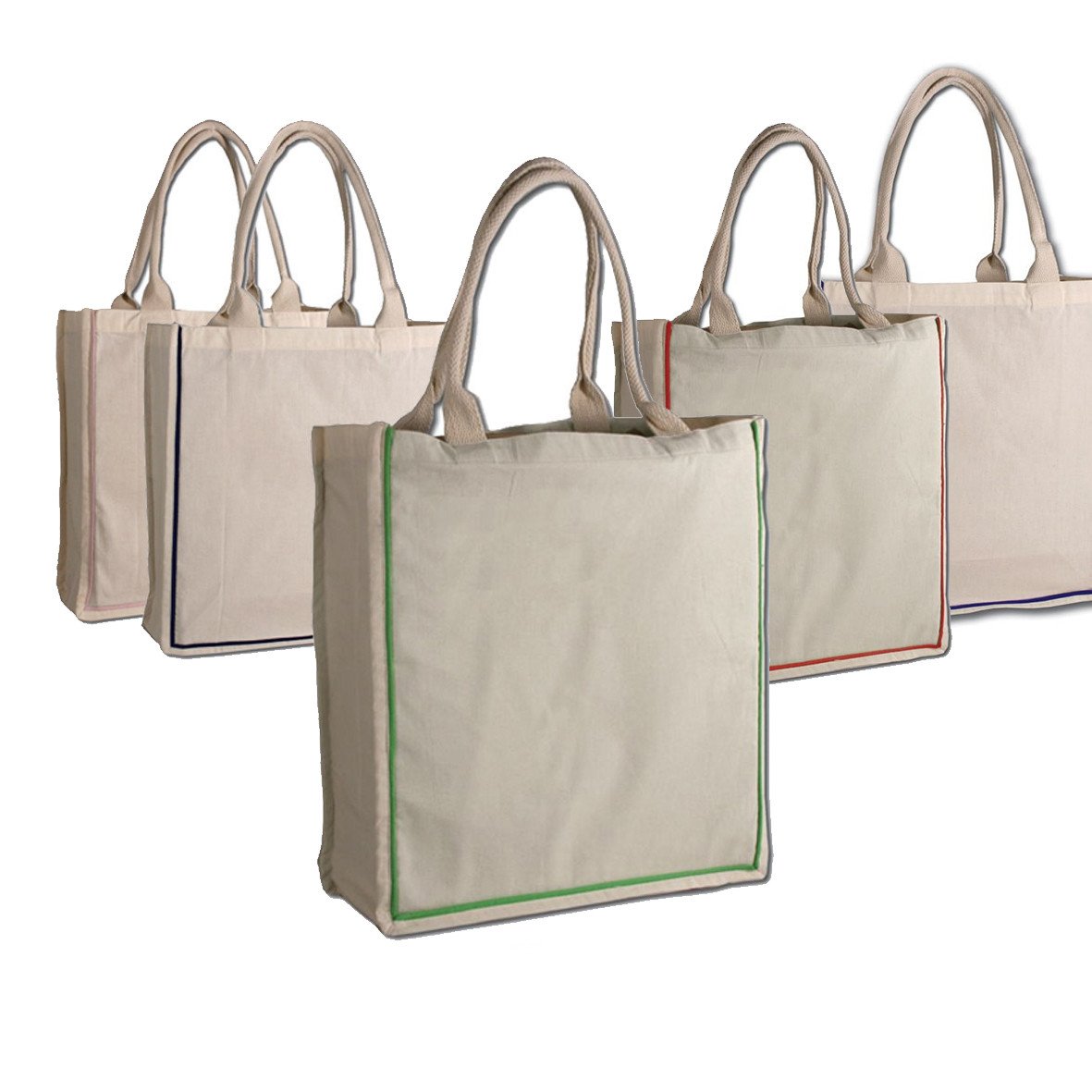 Cotton Color Stripe Shopping Tote Bags