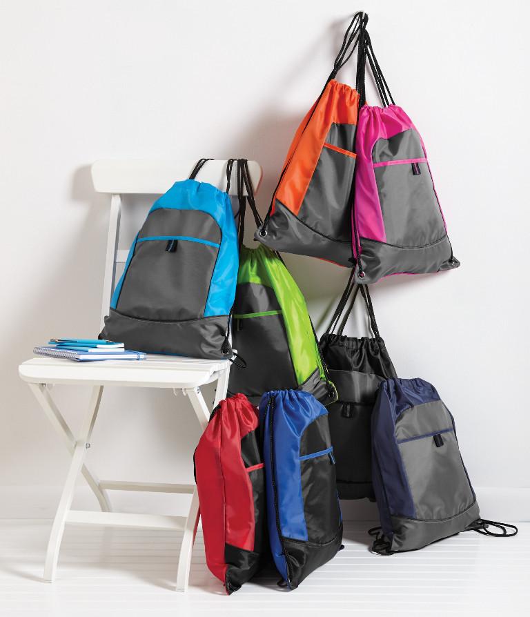 Two Tone Pocket Cinch Pack Cheap Drawstring Bags