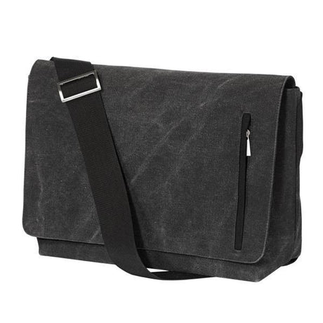 Wholesale Charcoal/Black Washed Cotton Messenger Bags