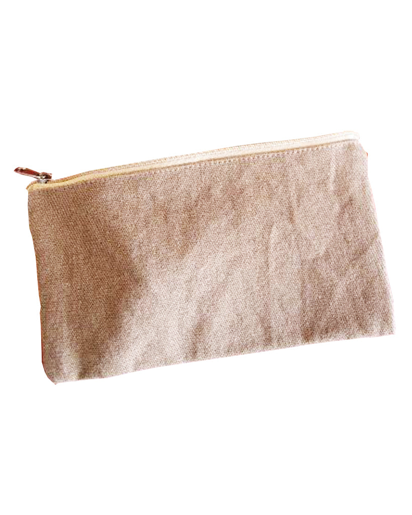 6 ct Rectangular Jute / Canvas Pouch with Zipper Closure - By Bundle