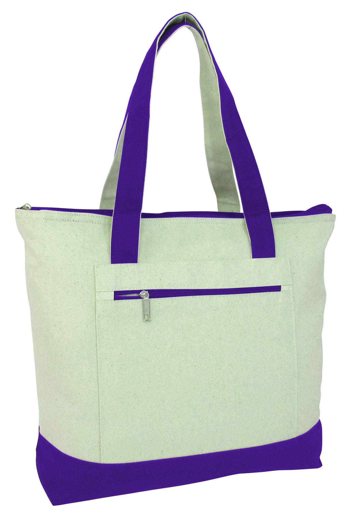 Heavy Canvas Zippered Shopping Canvas Bags W/Front Pocket