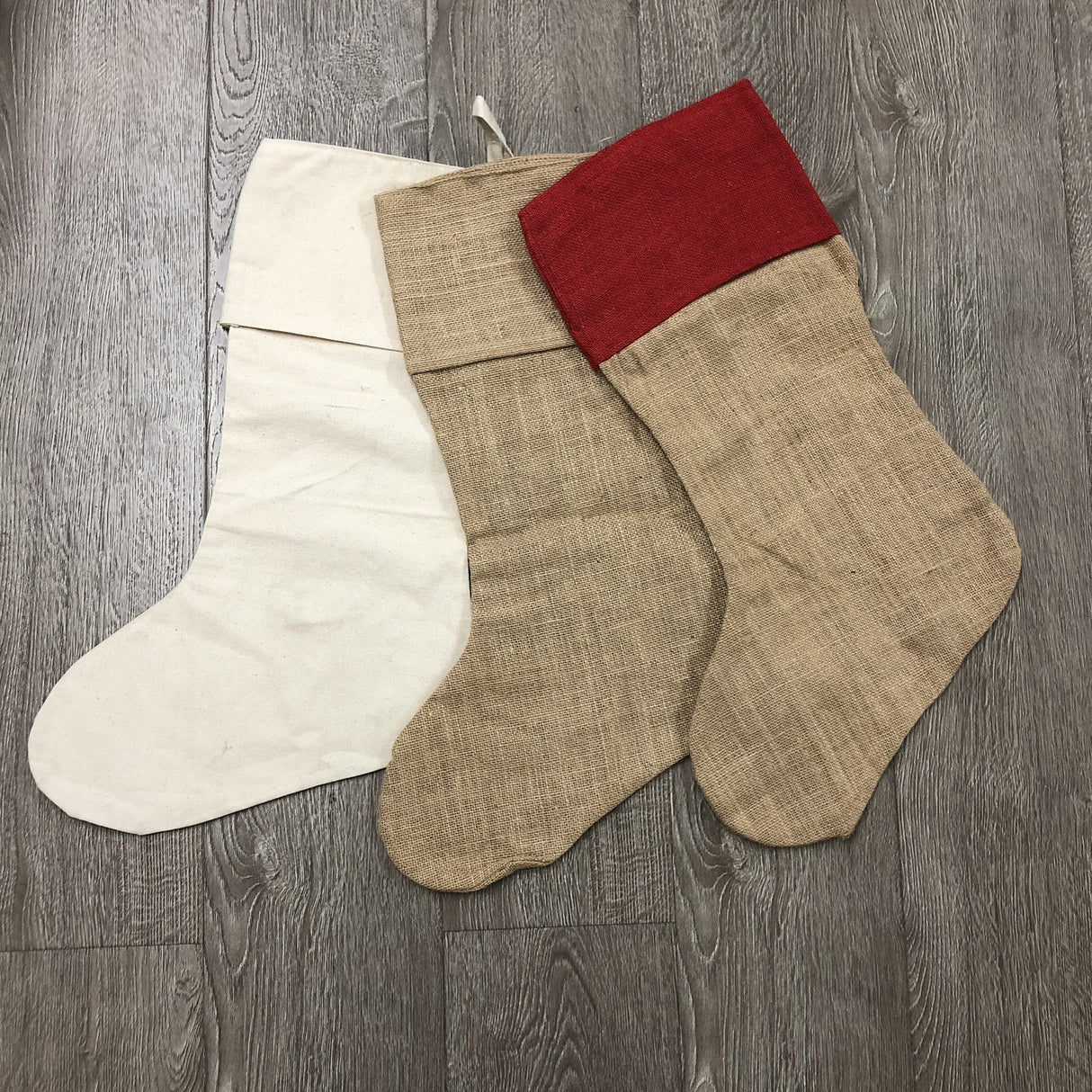 Reusable Wholesale Extra Large 24" Christmas Stocking goodies Jute Burlap Gift Santa Sack Screen Printing Embroidery Heat Transfer Vinyl