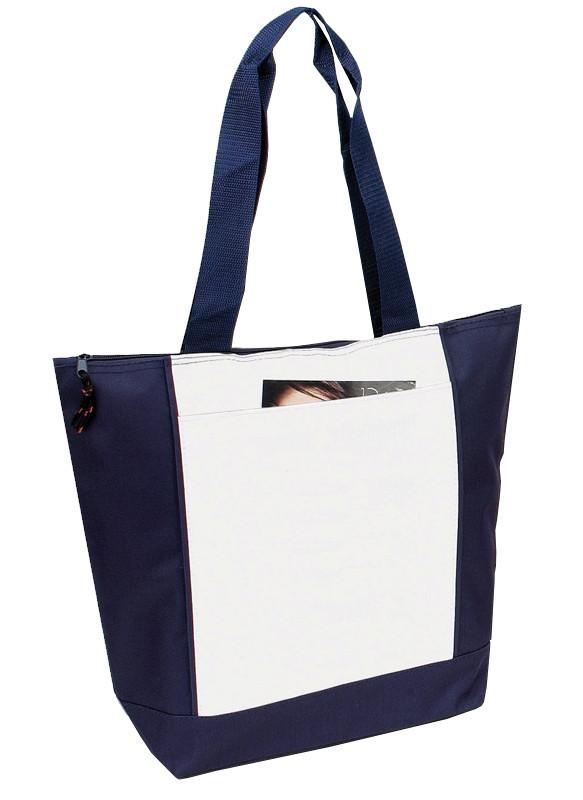 Navy 600D Polyester Deluxe Zipper Tote Bag
