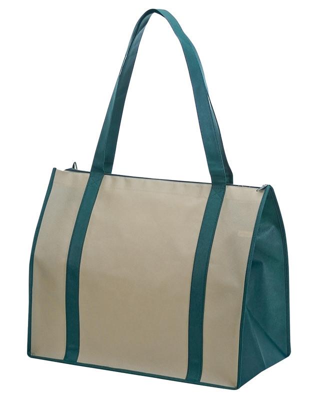Ecomomical zippered Non Woven Tote Bag Khaki Forest