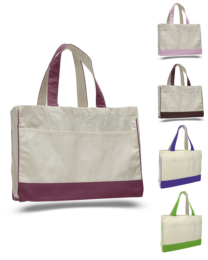 Fancy Tote Bags Canvas with Inside Zipper Pocket, CHOCOLATE by Tote Bag Factory
