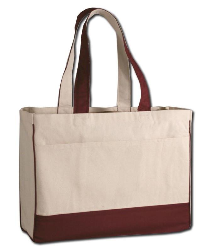Inexpensive Maroon Cotton Canvas Tote Bag