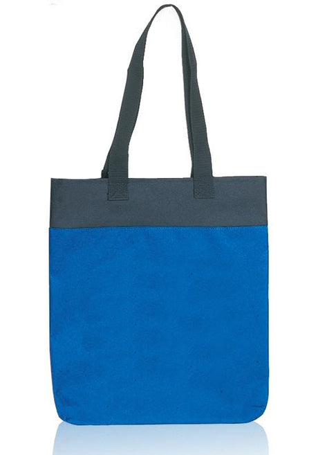 Royal and Black Two Tone Polyester Tote Bags With Long Handles