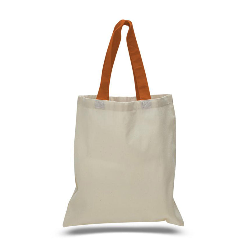 12 ct Wholesale Tote Bags With Color Handles 100% Cotton - By Dozen