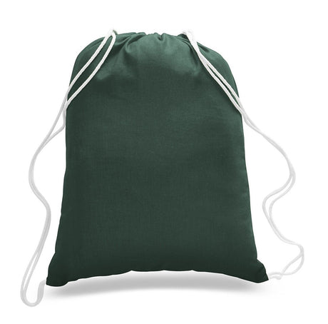 Forest Green Cotton Drawstring Bags resusable