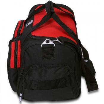 Kids Red / Black Sports Duffel Wet Pocket Side 1 Wholesale