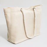 42 ct Large Canvas Beach Tote Bag with Fancy Rope Handles - By Case