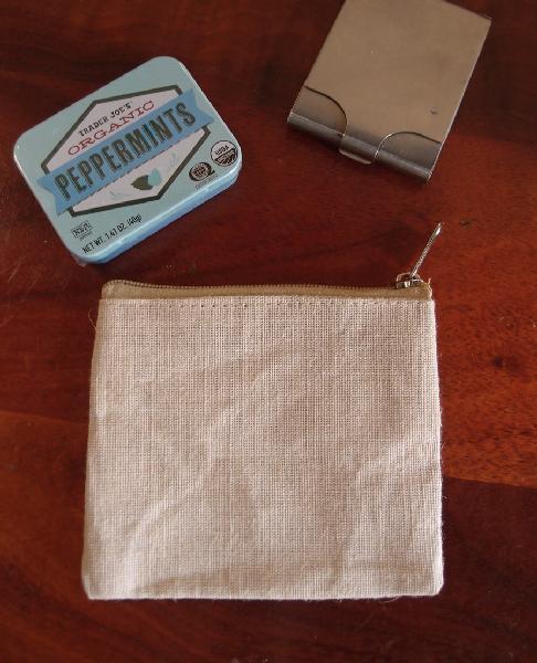 Flat Zippered Jute Blend Canvas Pouch Small