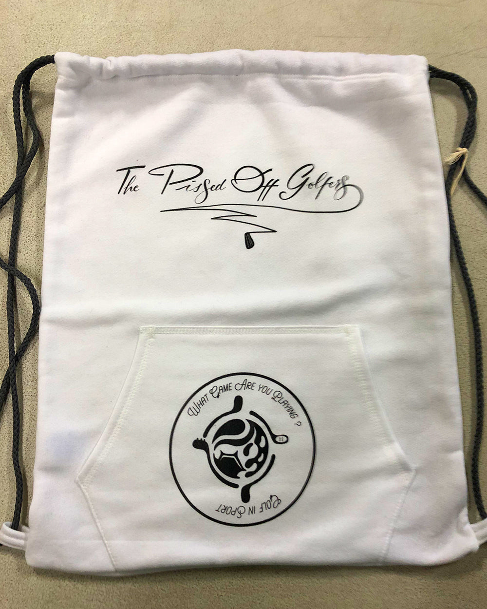 Stylish Sweatshirt Cinch Pack Drawstring Backpack Sample