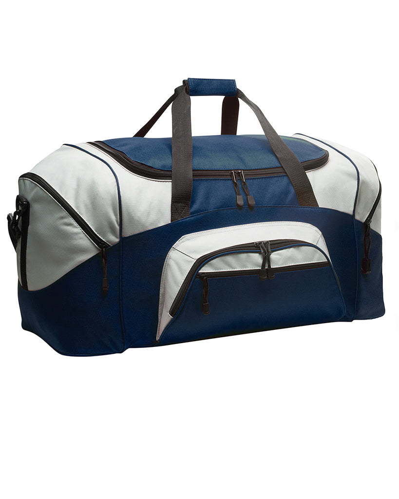 Poly Colorblock Sport Duffel With Two Large Zippered Pockets