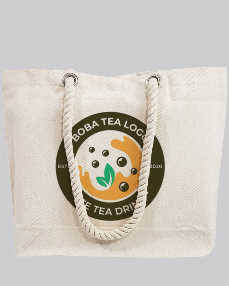 Customized Canvas Beach Fancy Rope Handles Tote Bag - Personalized Tote Bags With Your Logo - RP200