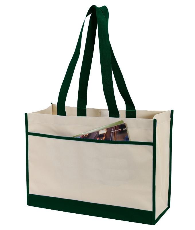 cheap Two Tone Polyester cheap tote bag Forest Green