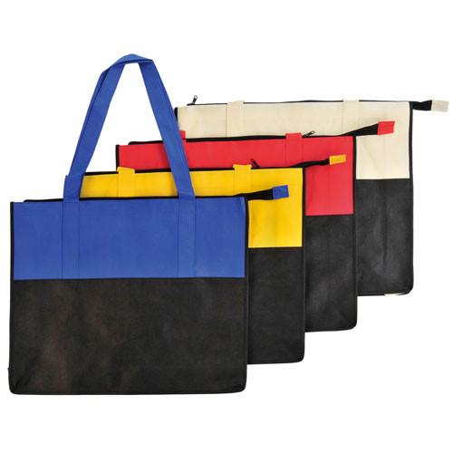Two Tone Large Polypropylene Zippered Tote Bag