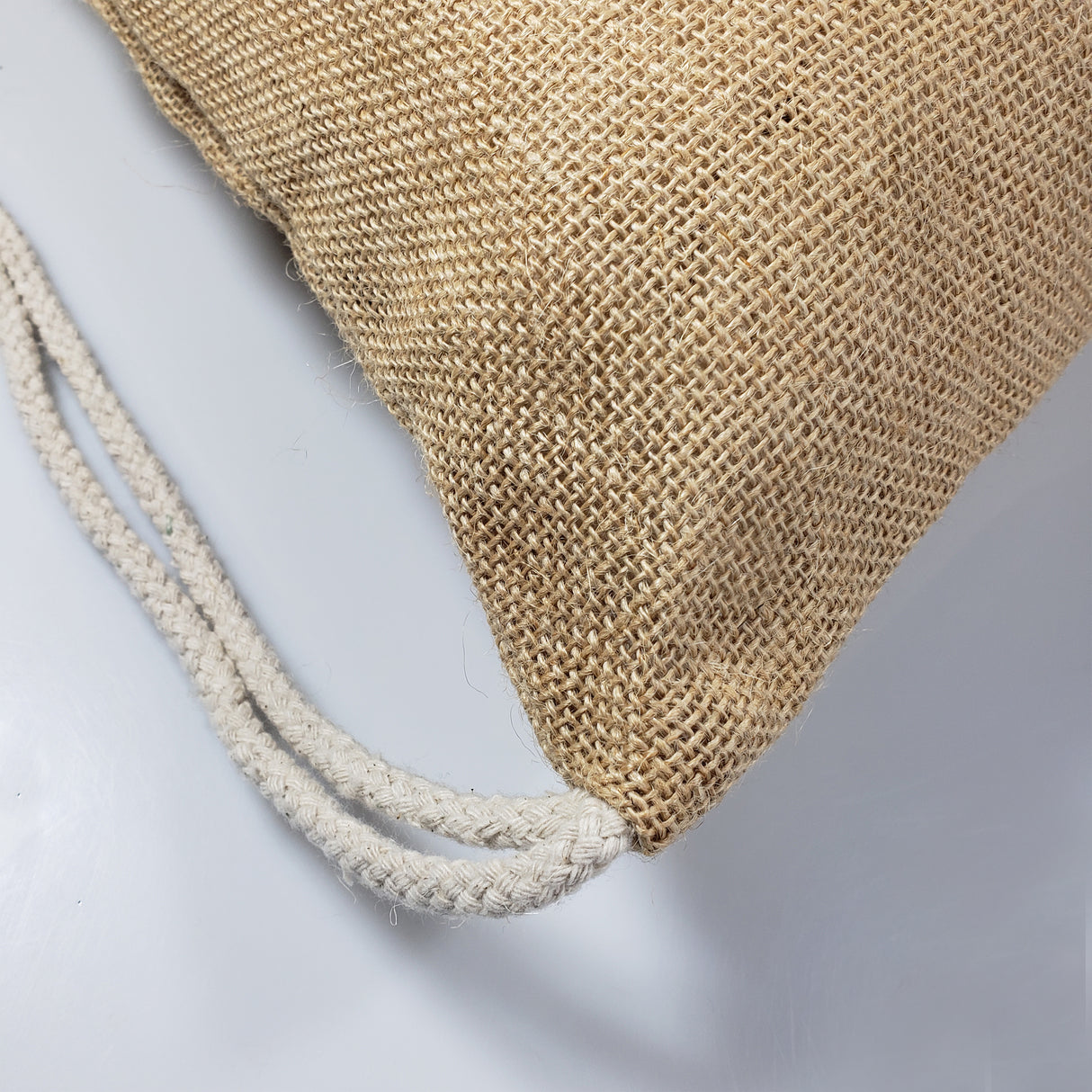 cotton drawstring jute burlap detail