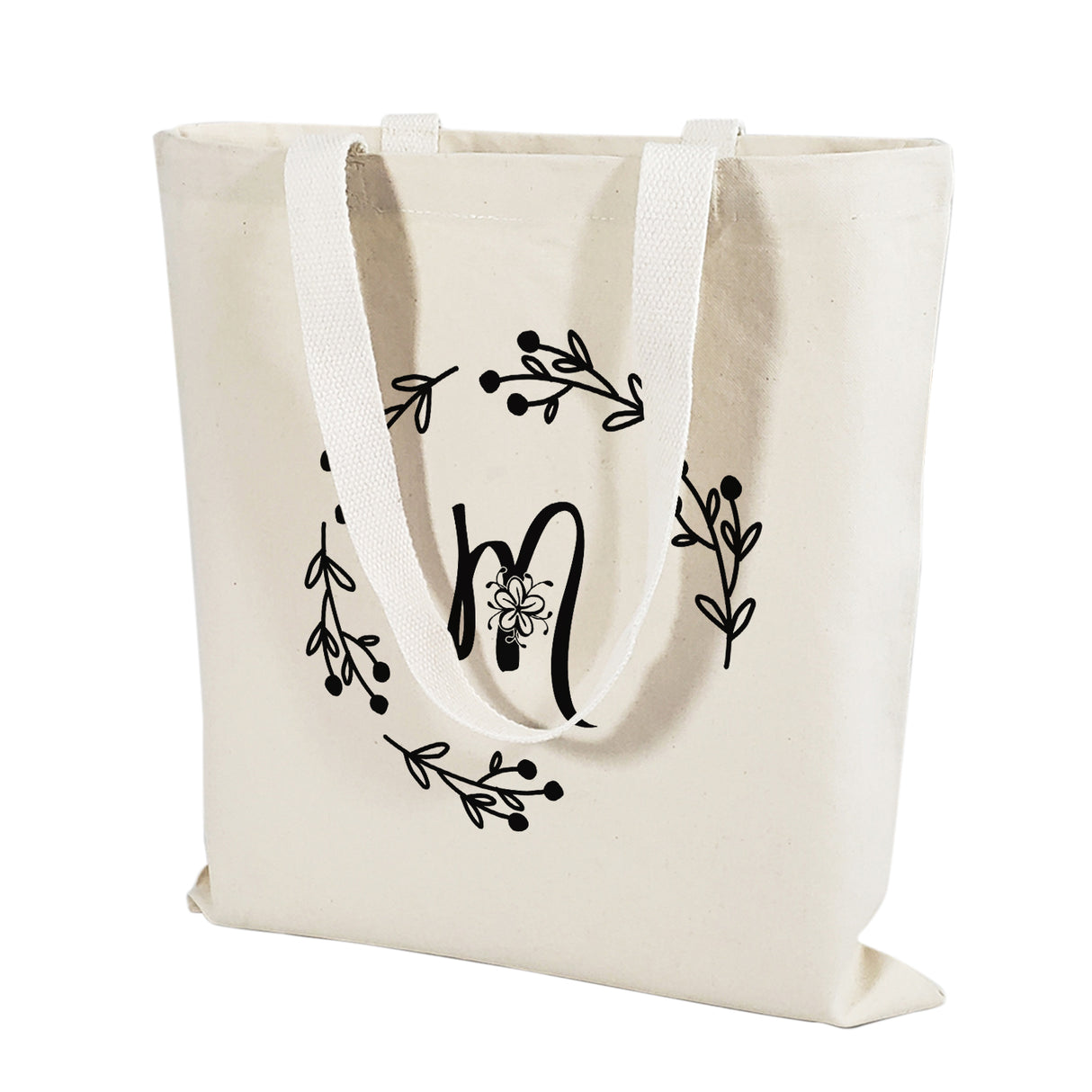 ''M'' Letter Initial Canvas Tote Bag - Initials Bags