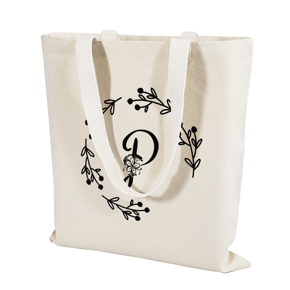 ''P'' Letter Initial Canvas Tote Bag - Initials Bags