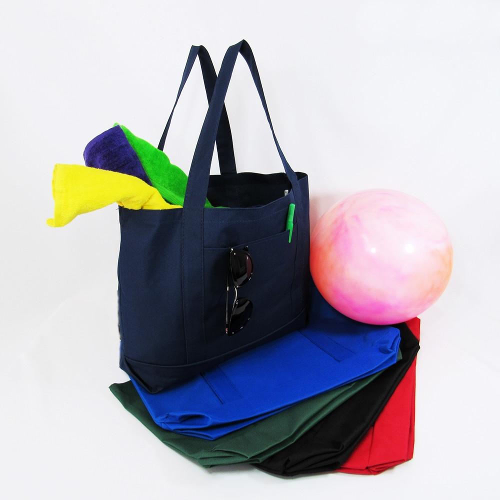 Sturdy Shopping Tote Bags Solid With PVC Backing in Navy