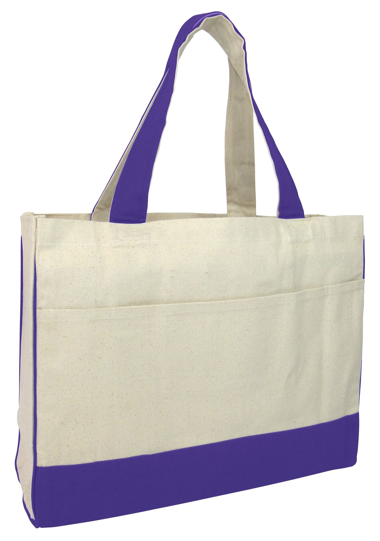 Cotton Canvas Tote Bag with Inside Zipper Pocket - Alternative Colors