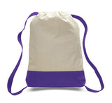 12 ct Two Tone Canvas Sport Backpacks / Wholesale Drawstring Bags - By Dozen