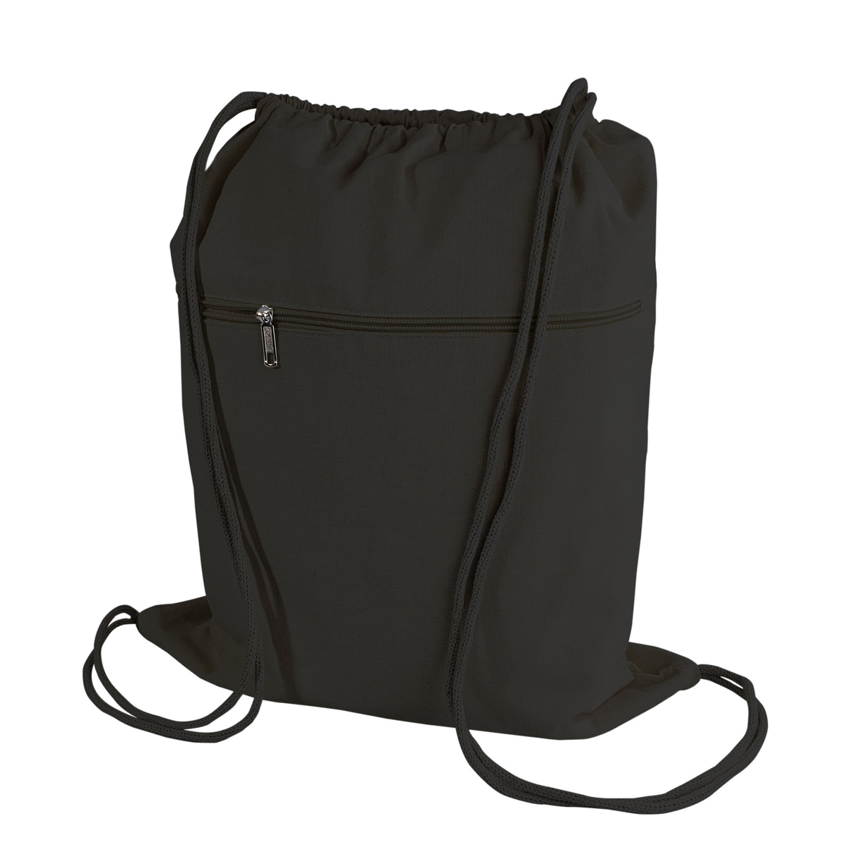 cotton drawstring bag zipper thumbnail black