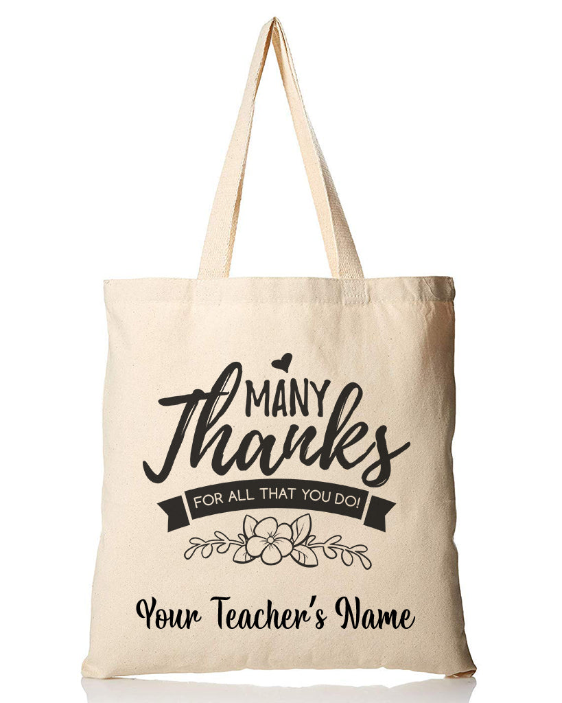 Many Thanks Customizable Tote Bag - Teacher's Tote Bags