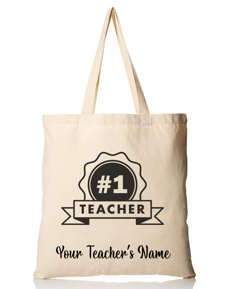 Number One Teacher Customizable Tote Bag - Teacher's Tote Bags