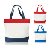 48 ct Tri-Color Deluxe Poly Zipper Beach Tote Bags - By Case