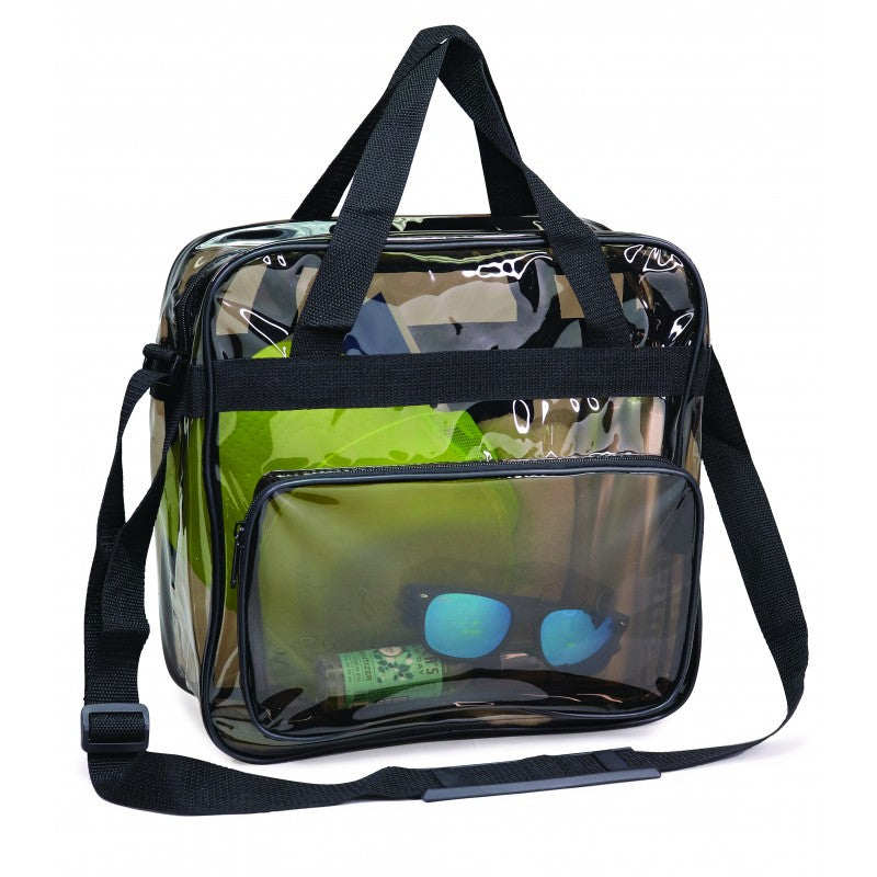 Zippered Pocket Messenger Bag Clear Black Bag