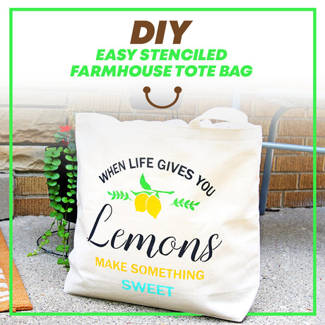 DIY Easy Stenciled Farmhouse Tote Bag