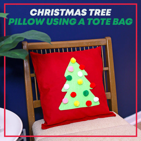 DIY Christmas Tree Pillow Using a Tote Bag