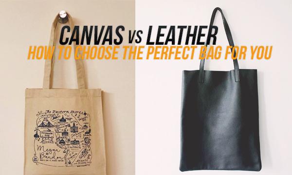 Canvas and outlet leather tote bag