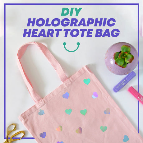 DIY Holographic Heart Tote Bag